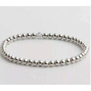 Tory Burch Beaded Silver T Logo Bracelet With Dust